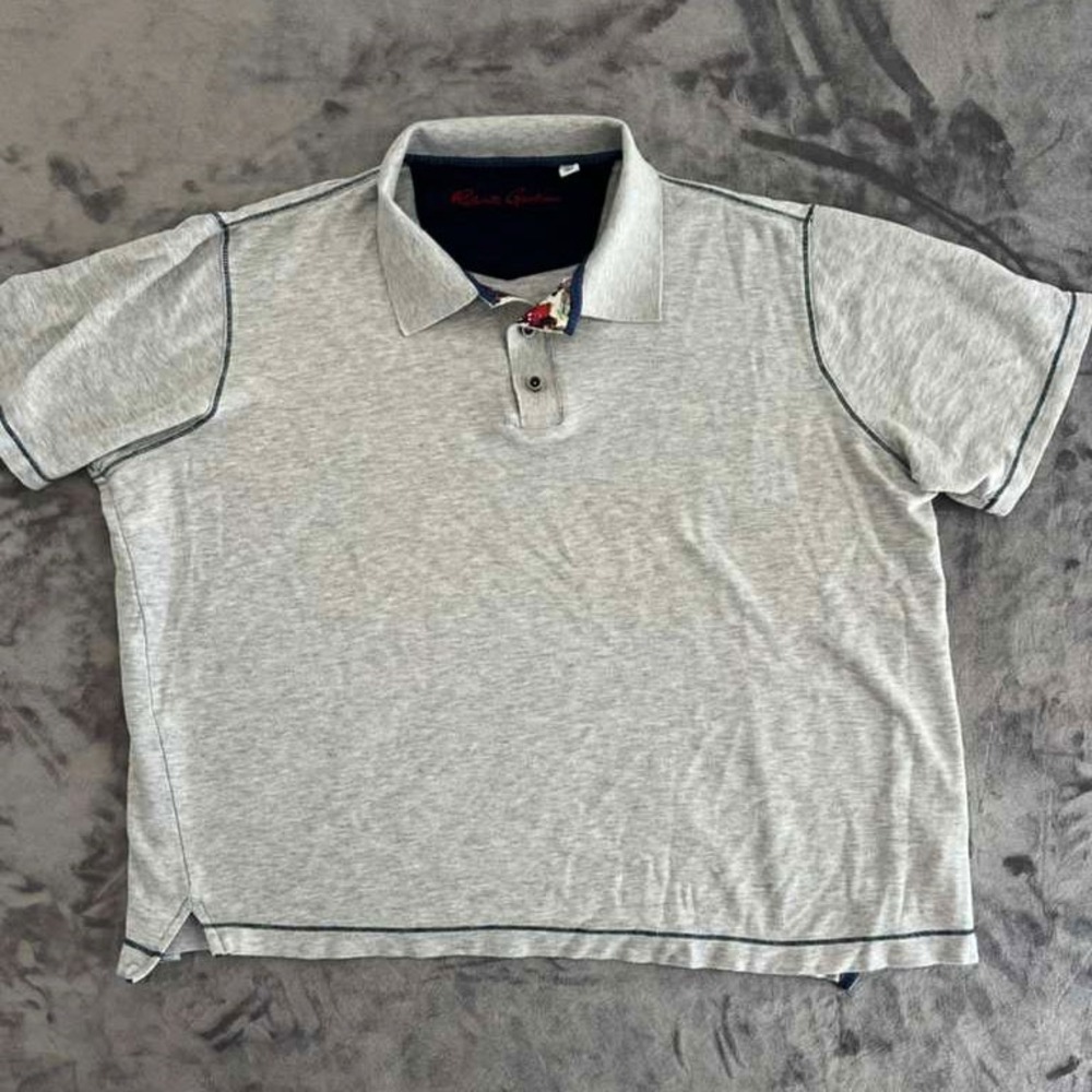 Robert Graham Classic Fit Polo Shirt Gray Heather Cotton Modal Mens XL Contrast